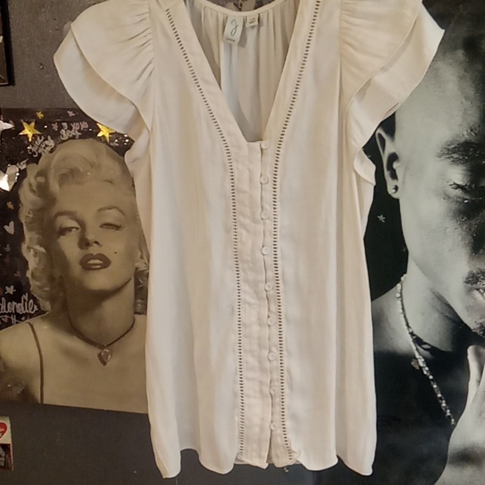Joie Cream Flutter Sleeve Blouse